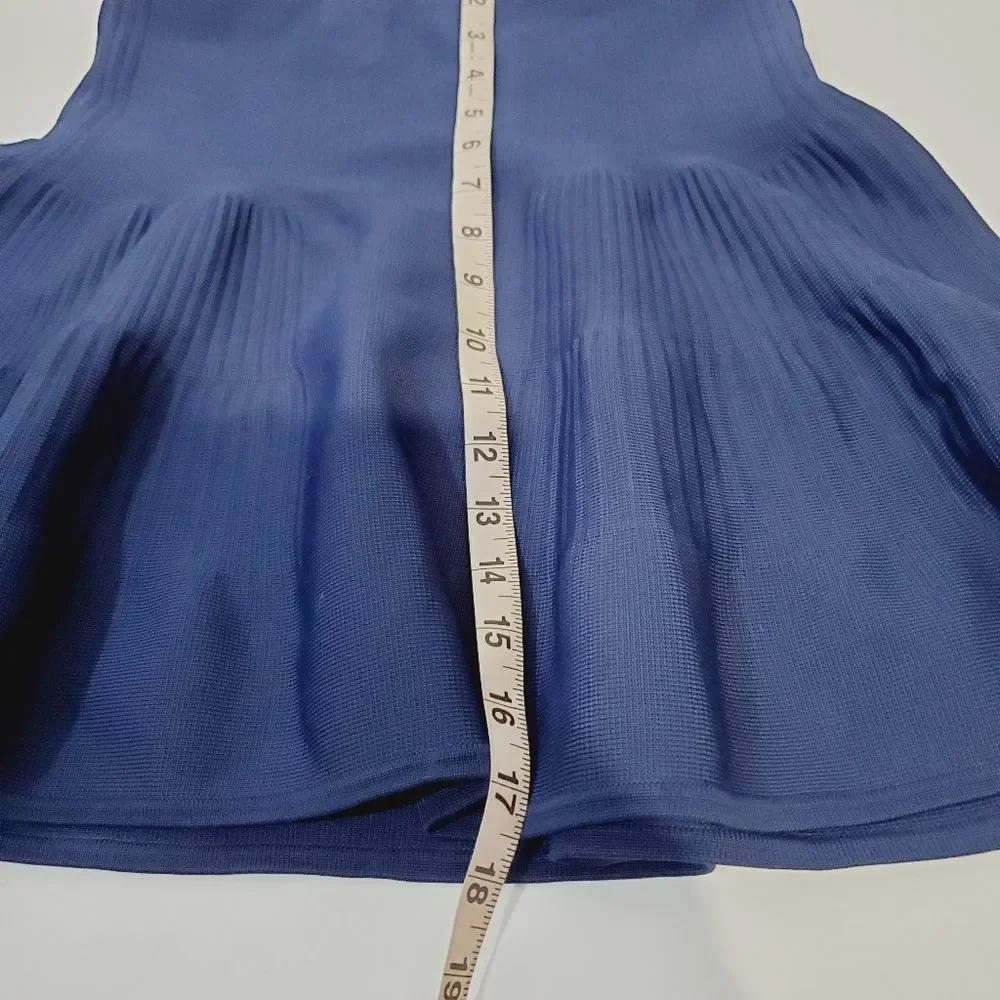 Intermix designer High Waist casual solid blue knit skirt size small - Picture 7 of 10